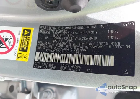 2019 Toyota Highlander Xle from USA, damaged, VIN 5TDJZRFH3KS610583